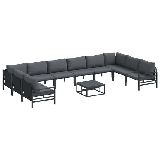 Garden Sofa Set 11 pcs Black Steel