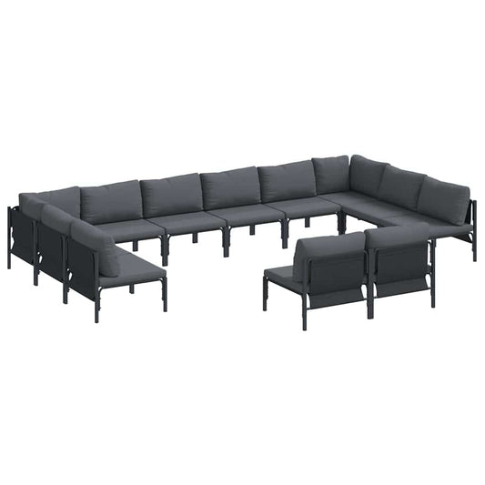 Garden Sofa Set 12 pcs Black Steel