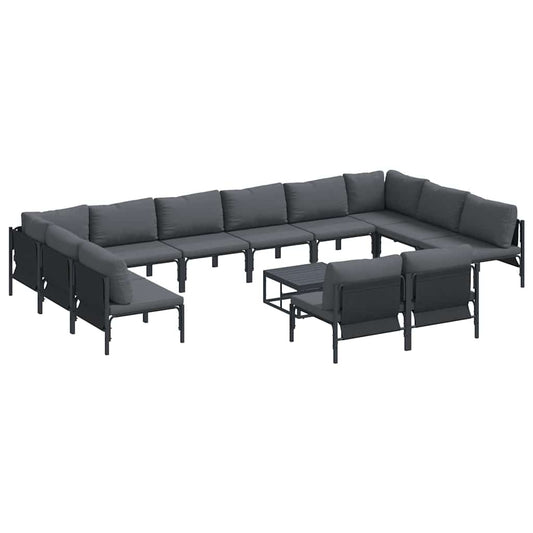 Garden Sofa Set 13 pcs Black Steel
