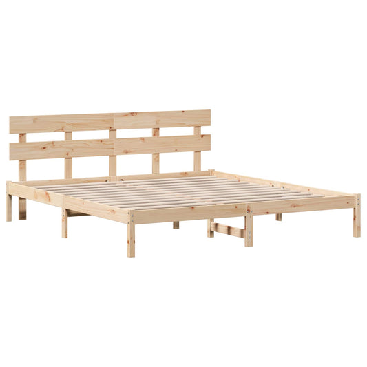 Bed Frame with Headboard Brown 200 x 200 cm Solid Pine wood