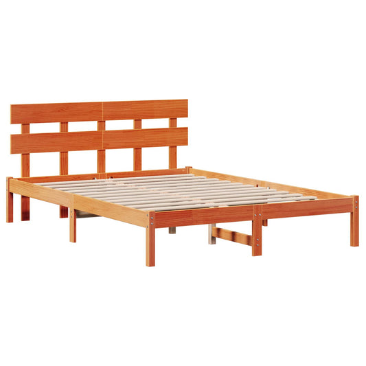 Bed Frame with Headboard Brown 150 x 200 cm Solid Pine wood