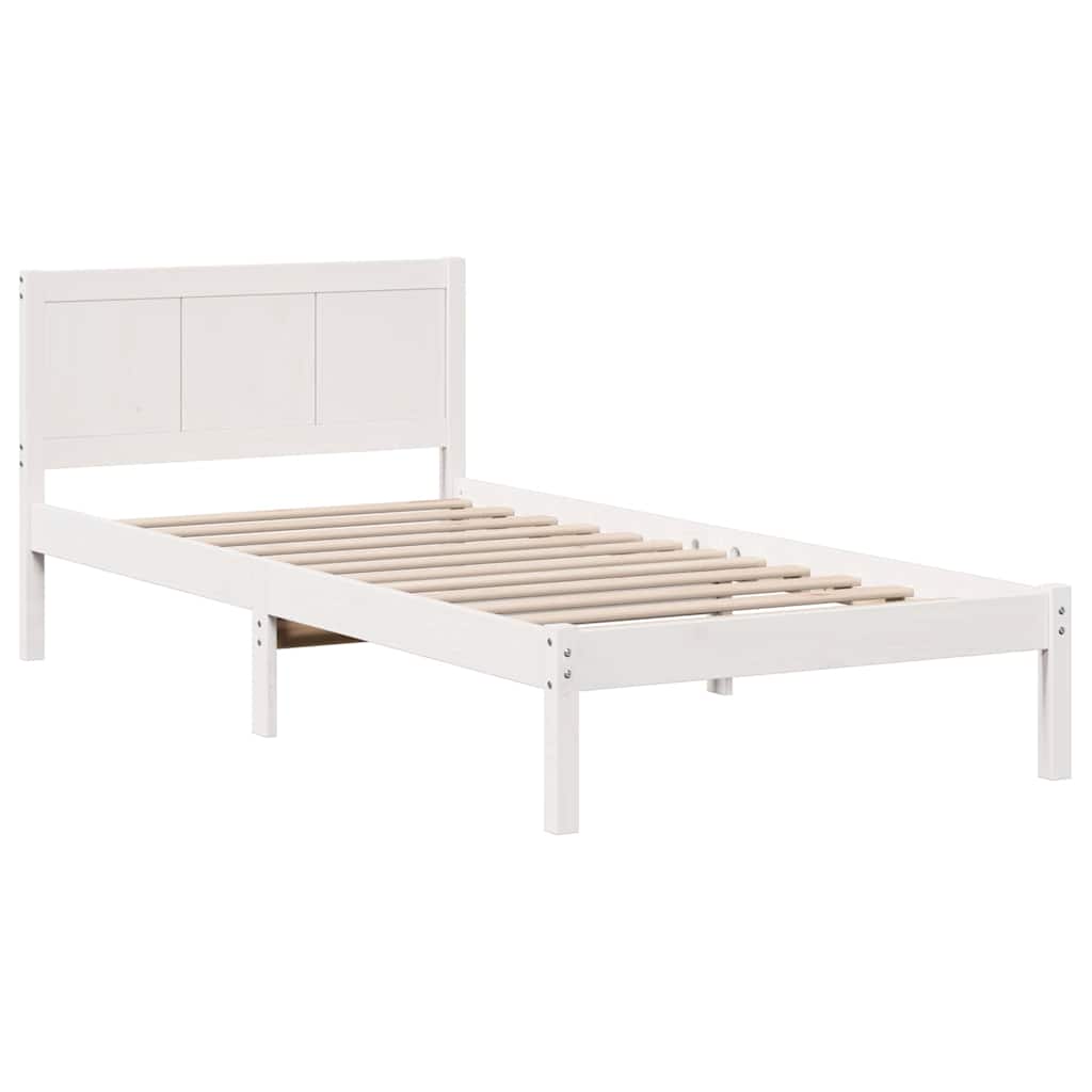 Bed Frame White 90 x 200 cm Solid Pine wood