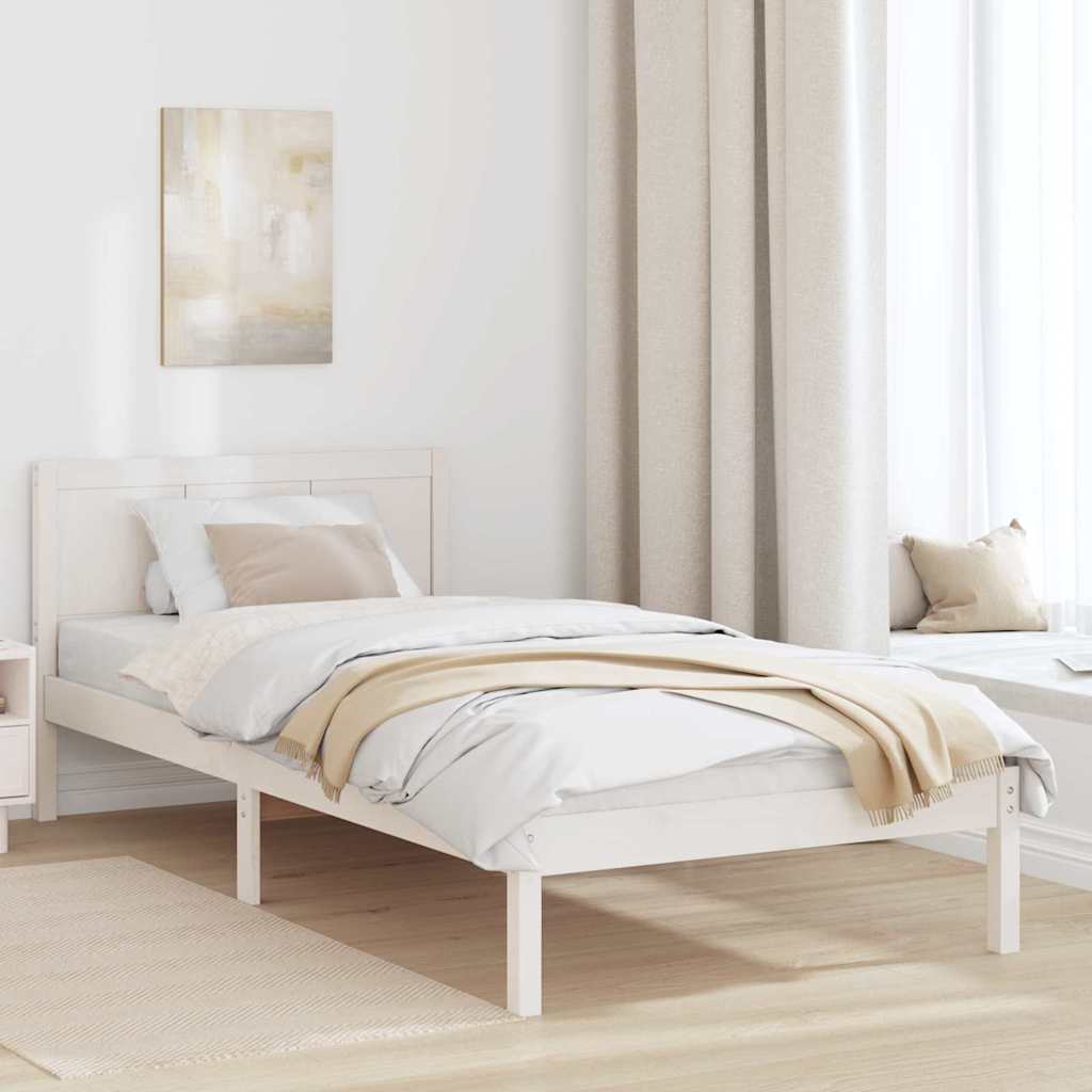 Bed Frame White 90 x 190 cm Solid Pine wood