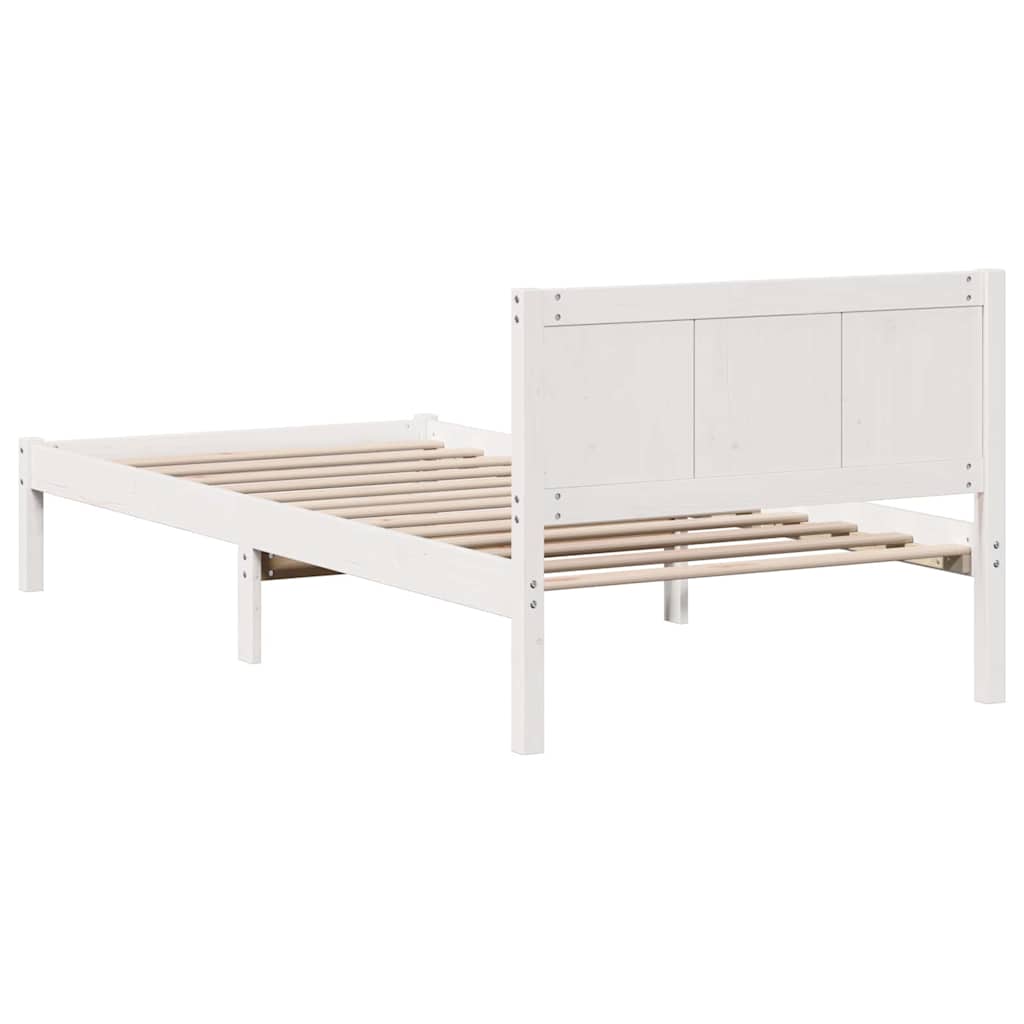 Bed Frame White 90 x 190 cm Solid Pine wood