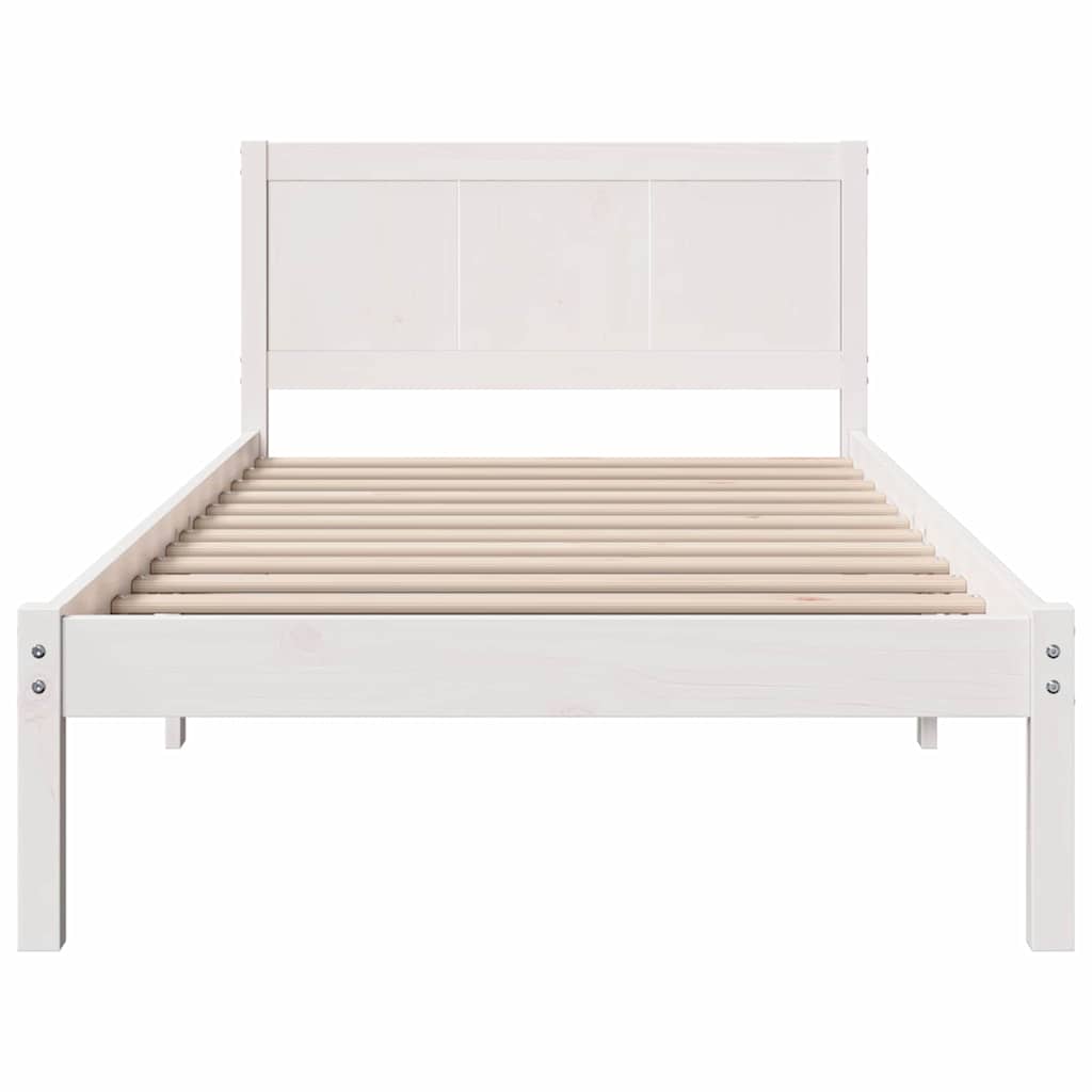Bed Frame White 90 x 190 cm Solid Pine wood