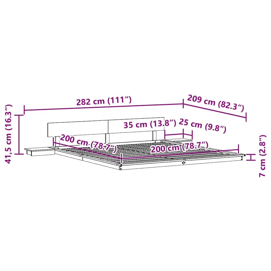 Bed Frame Brown 200 x 200 cm Wood