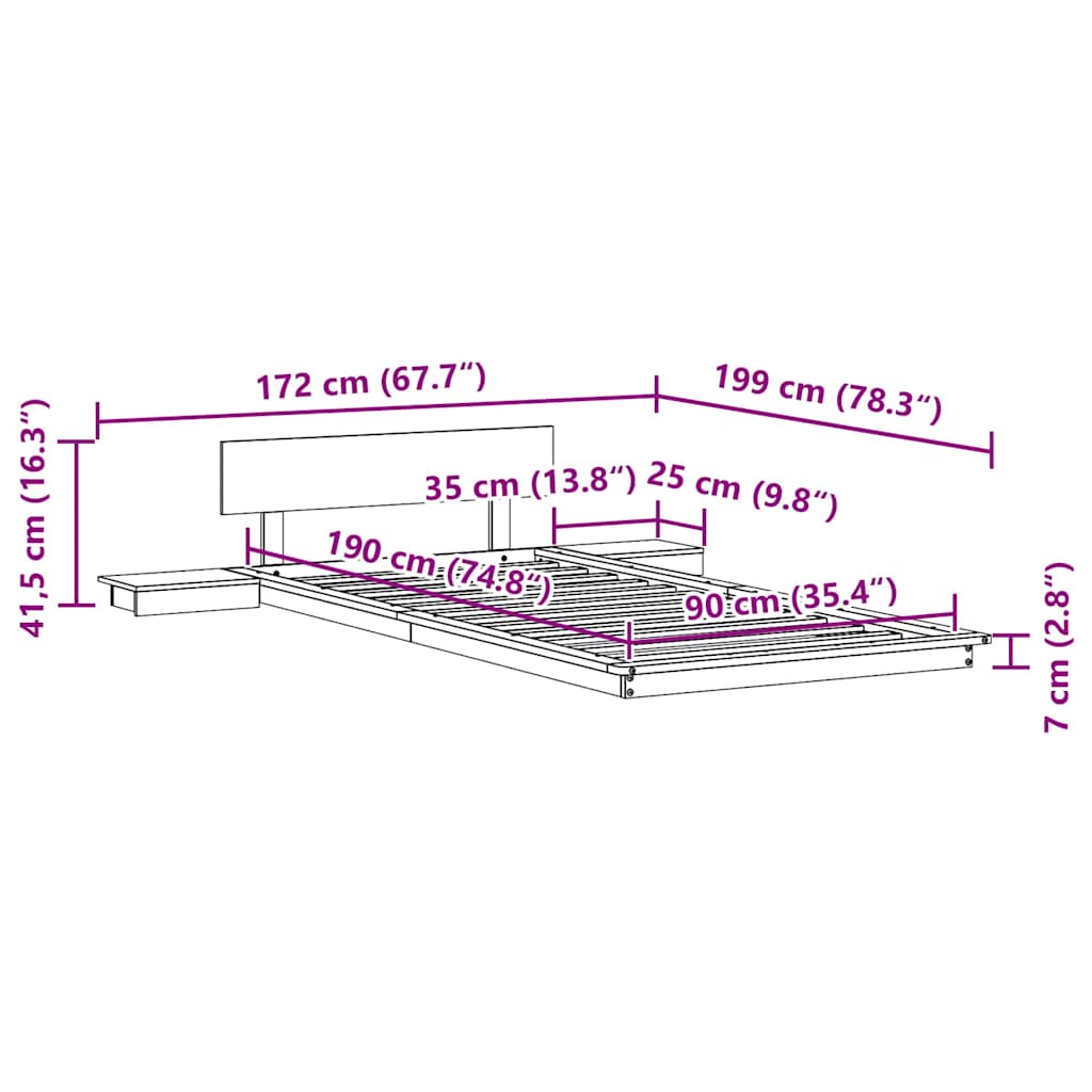 Bed Frame Brown 90 x 190 cm Wood