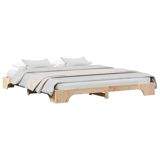 Bed Frame Natural 200 x 200 cm Solid Pine Wood