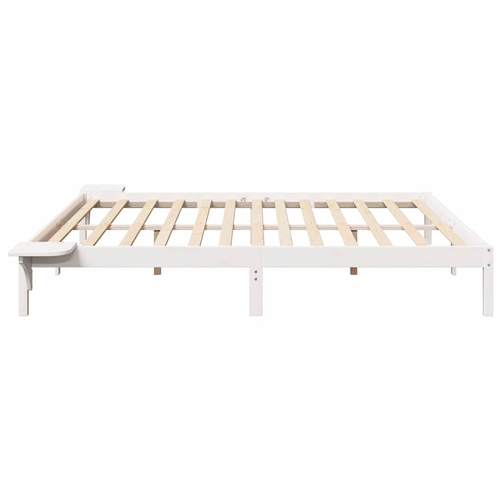 Bed Frame with Bedside Tables White 200 x 200 cm White