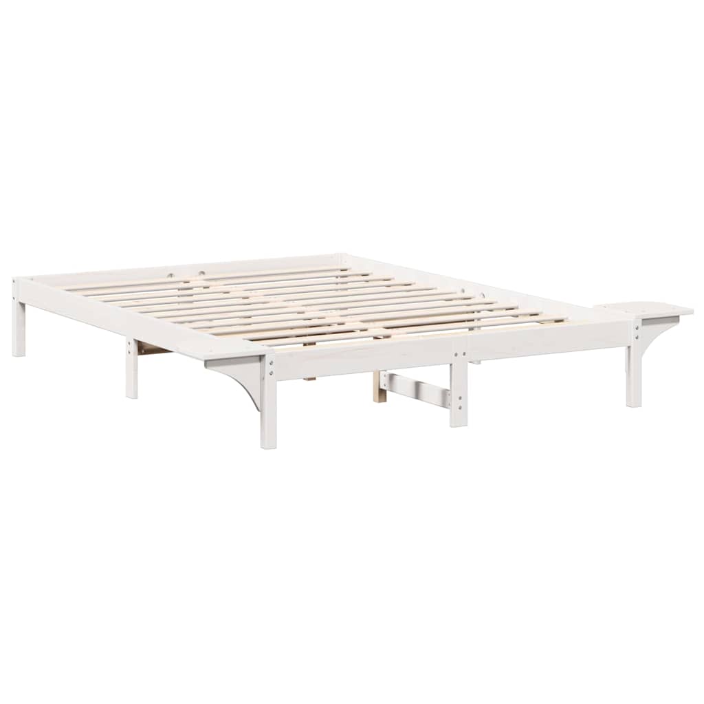 Bed Frame with Bedside Tables White 150 x 200 cm White