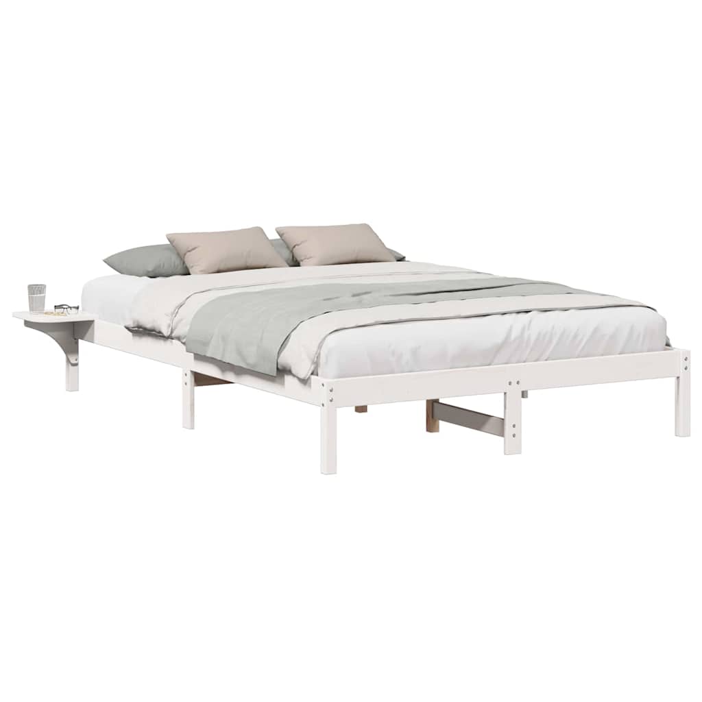 Bed Frame with Bedside Tables White 150 x 200 cm White