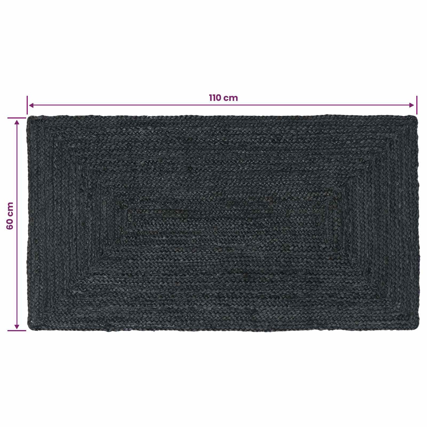Area Rug Dark Grey 60 x 110 cm Jute