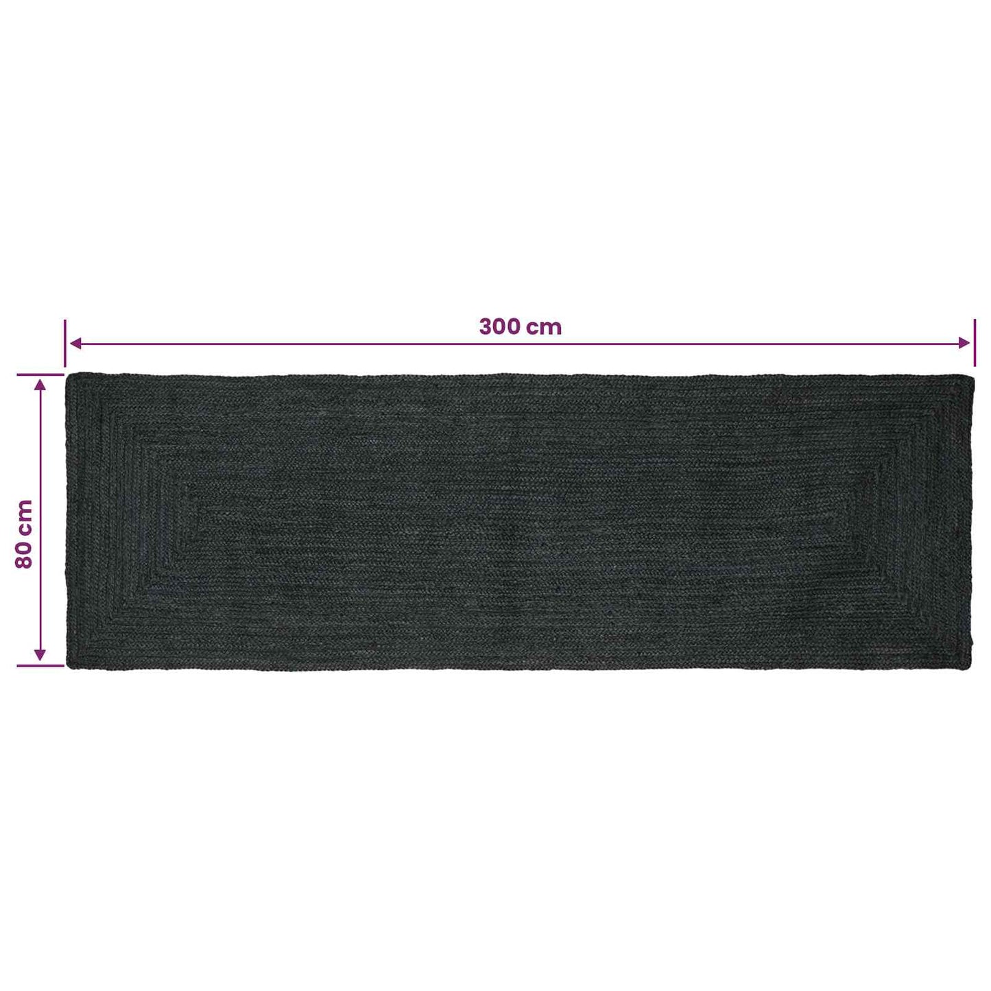 Area Rug Dark Grey 80 x 300 cm Jute