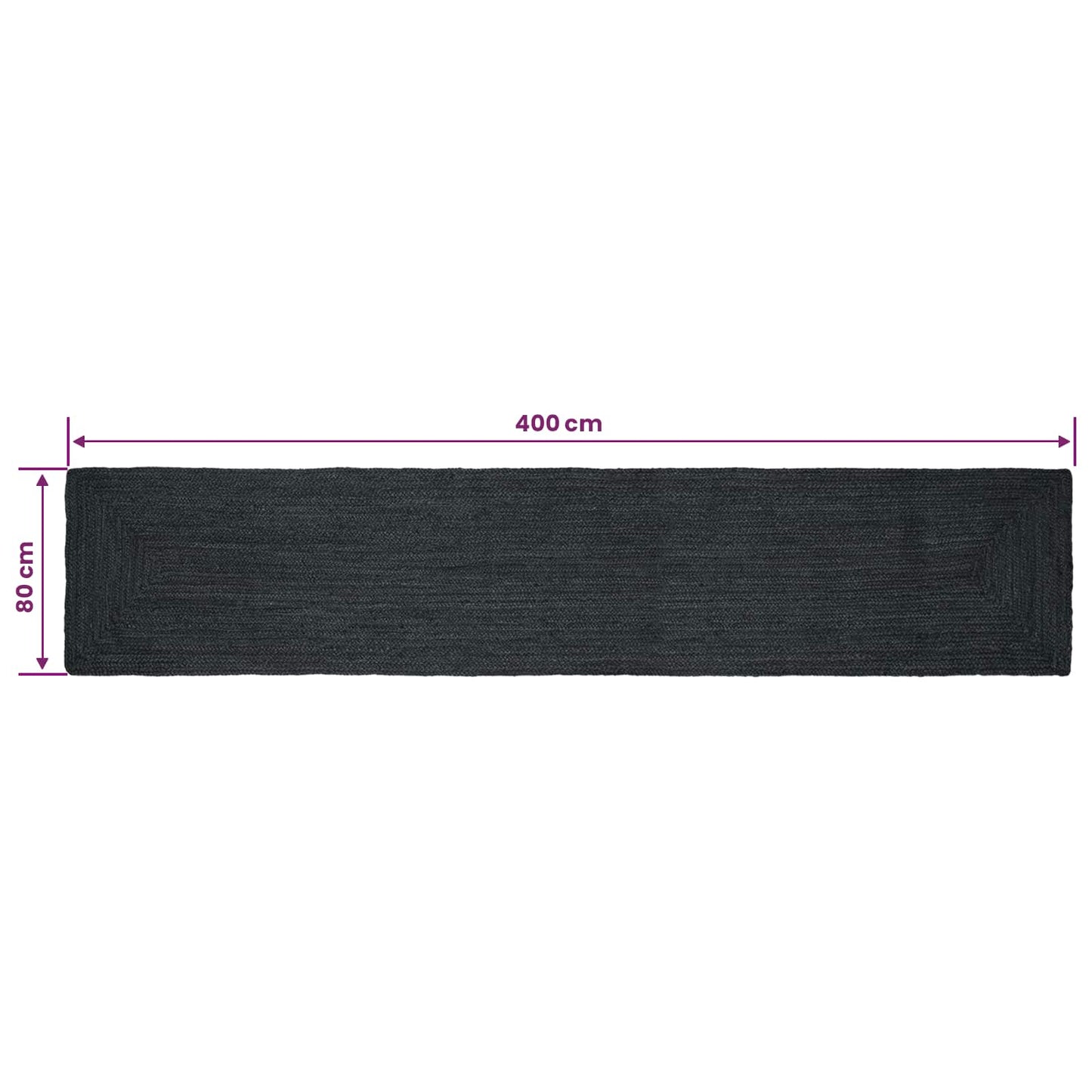 Area Rug Dark Grey 80 x 400 cm Jute