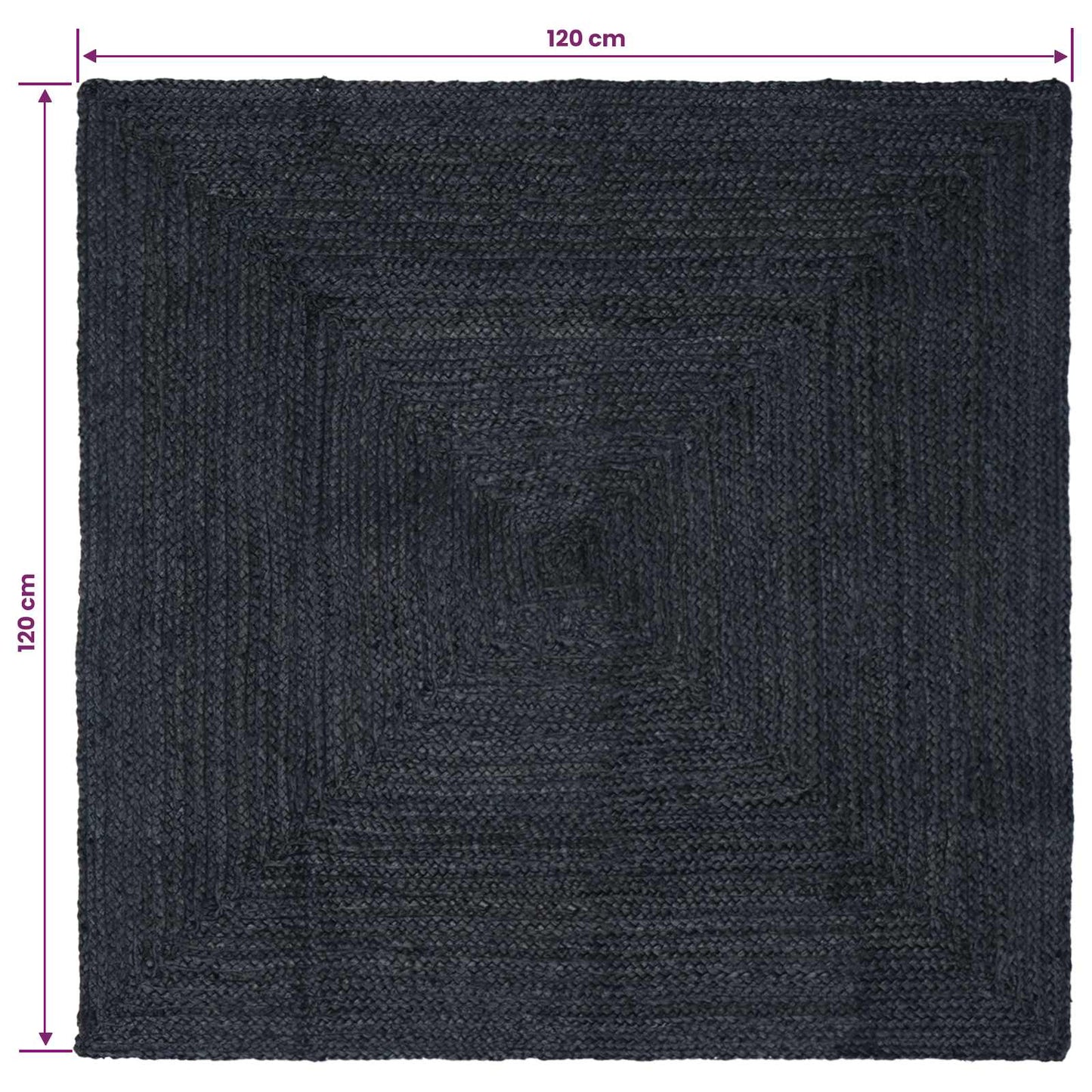 Area Rug Dark Grey 120 x 120 cm Jute