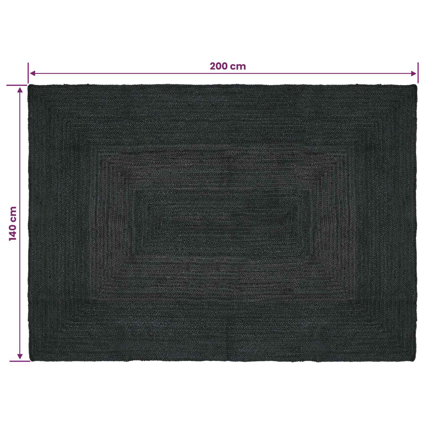 Area Rug Dark Grey 140 x 200 cm Jute