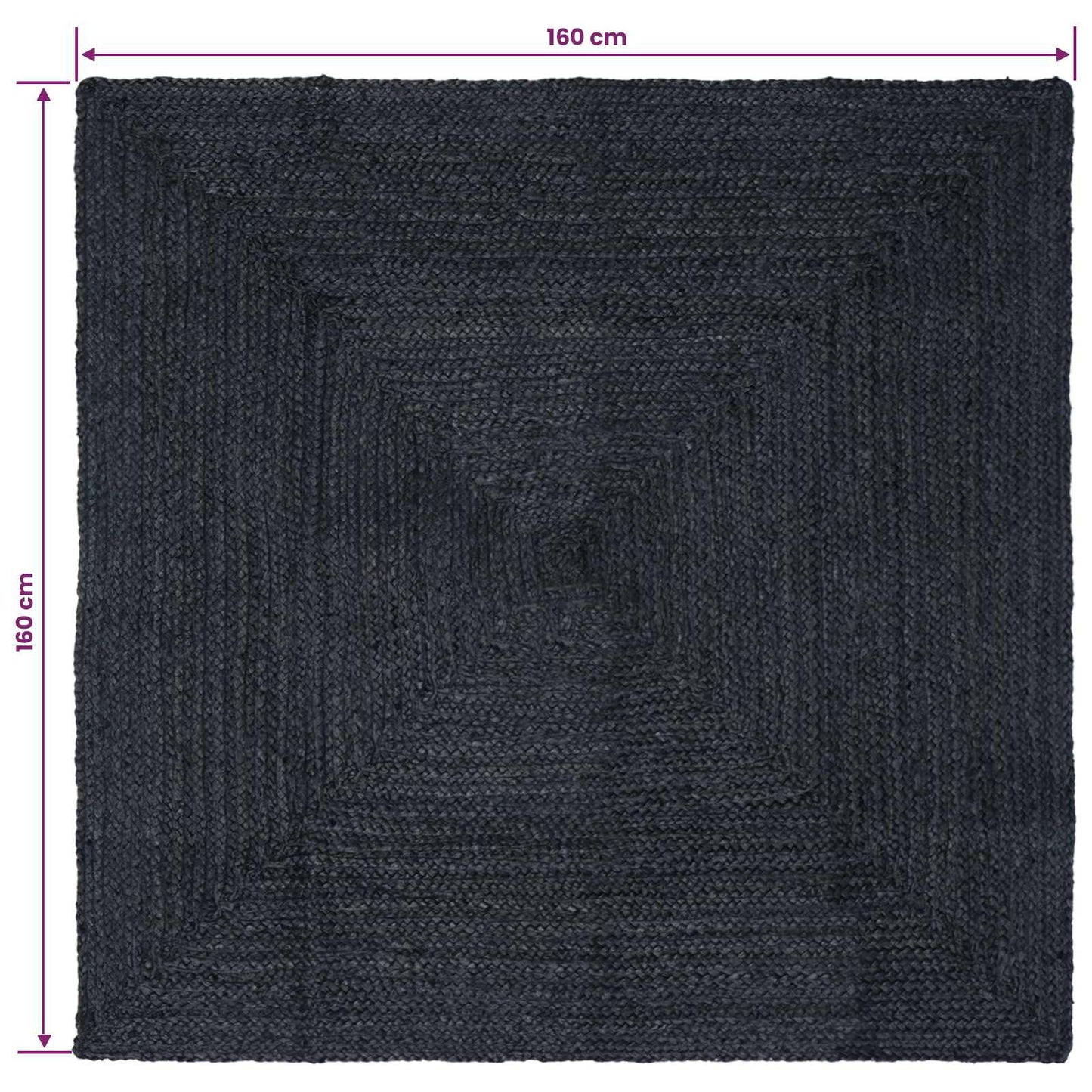Area Rug Dark Grey 160 x 160 cm Jute