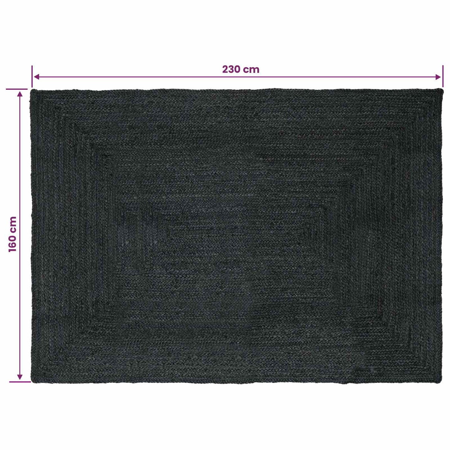 Area Rug Dark Grey 160 x 230 cm Jute