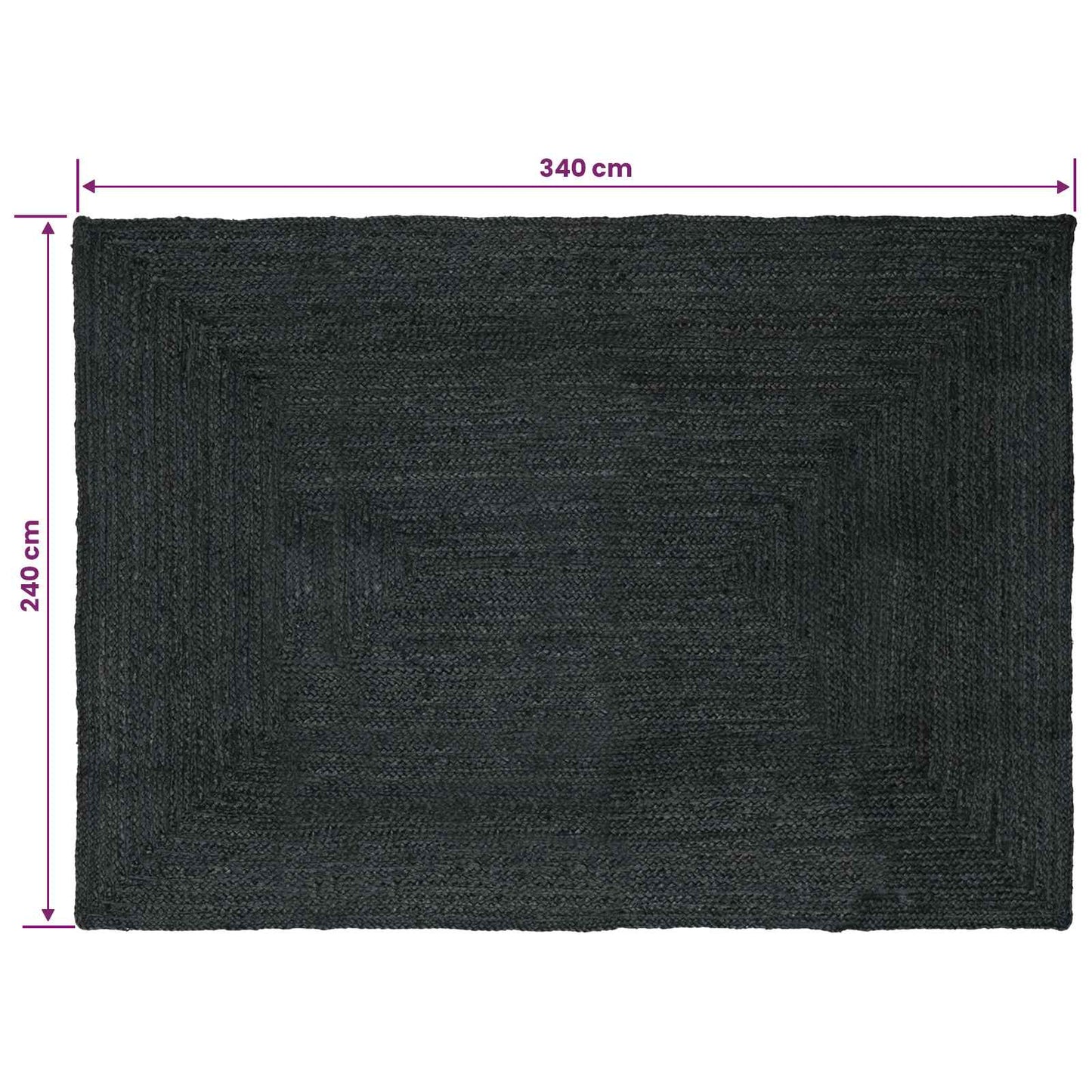 Area Rug Dark Grey 240 x 340 cm Jute