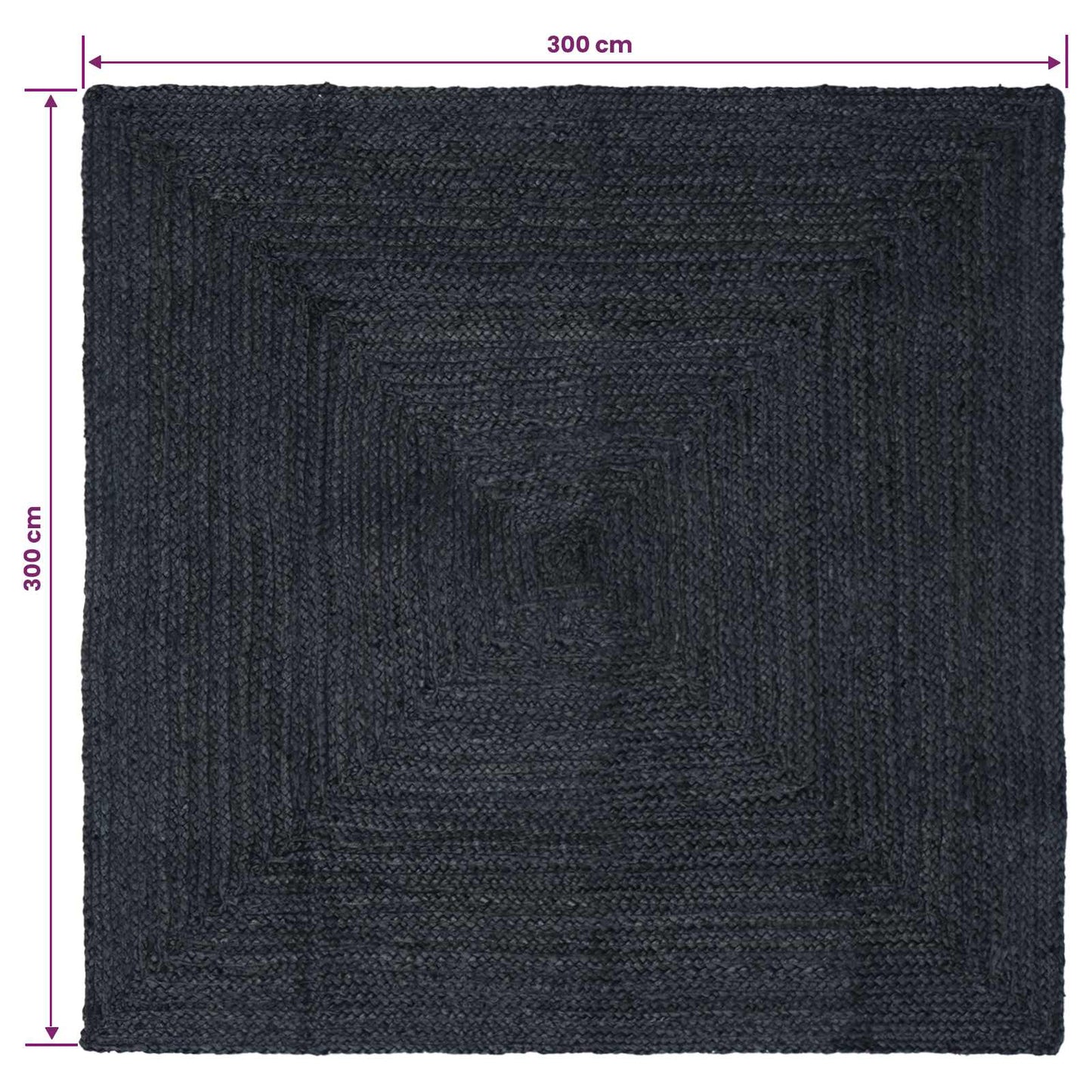 Area Rug Dark Grey 300 x 300 cm Jute