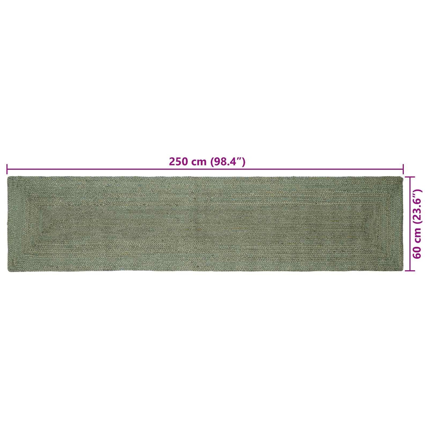 Area Rug Olive Green 60 x 250 cm Jute