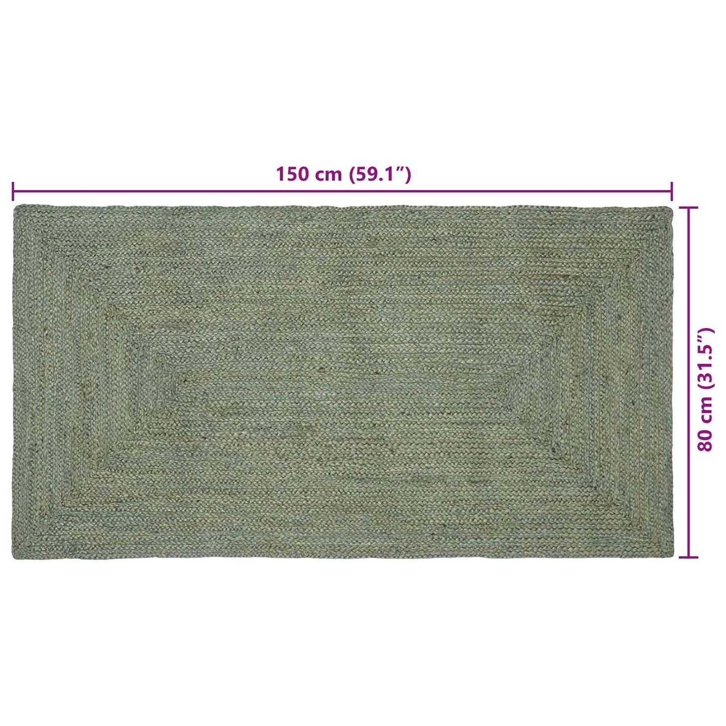 Area Rug Olive Green 80 x 150 cm Jute