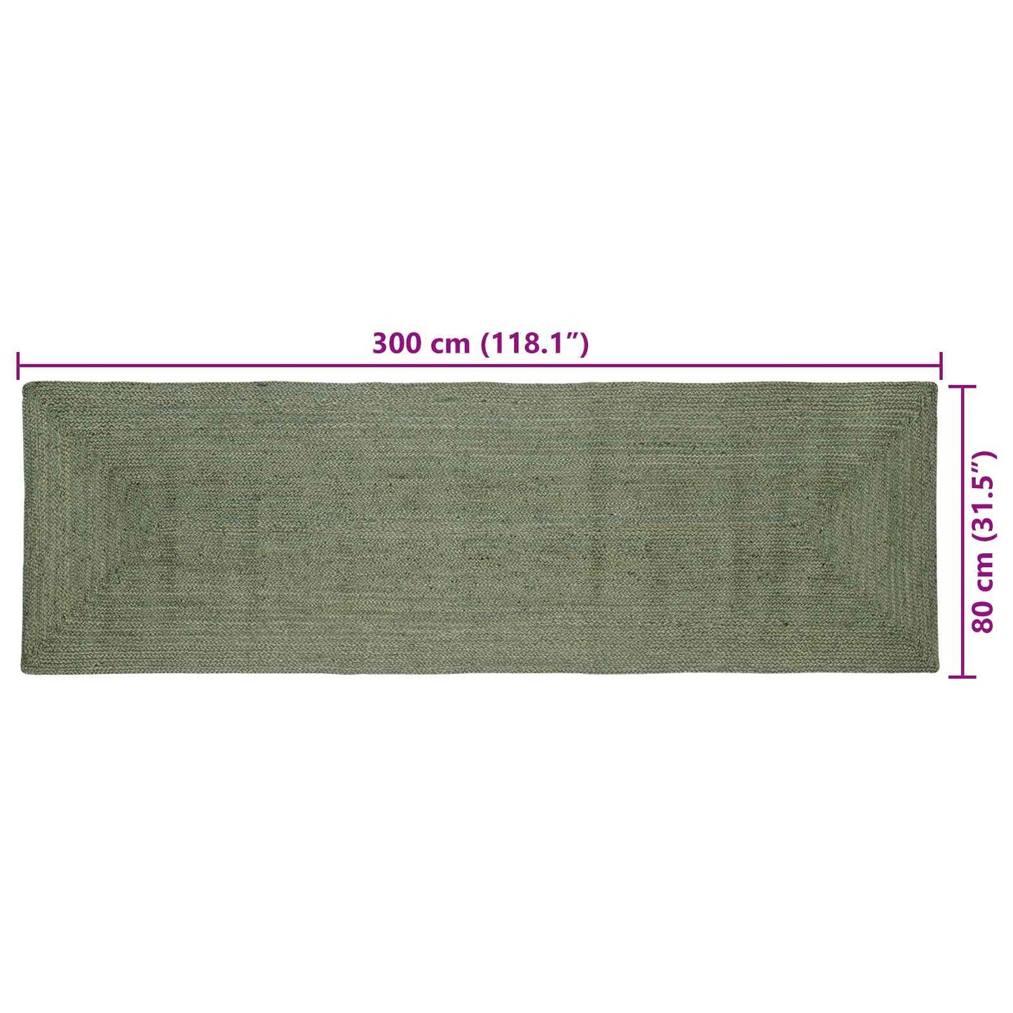 Area Rug Olive Green 80 x 300 cm Jute