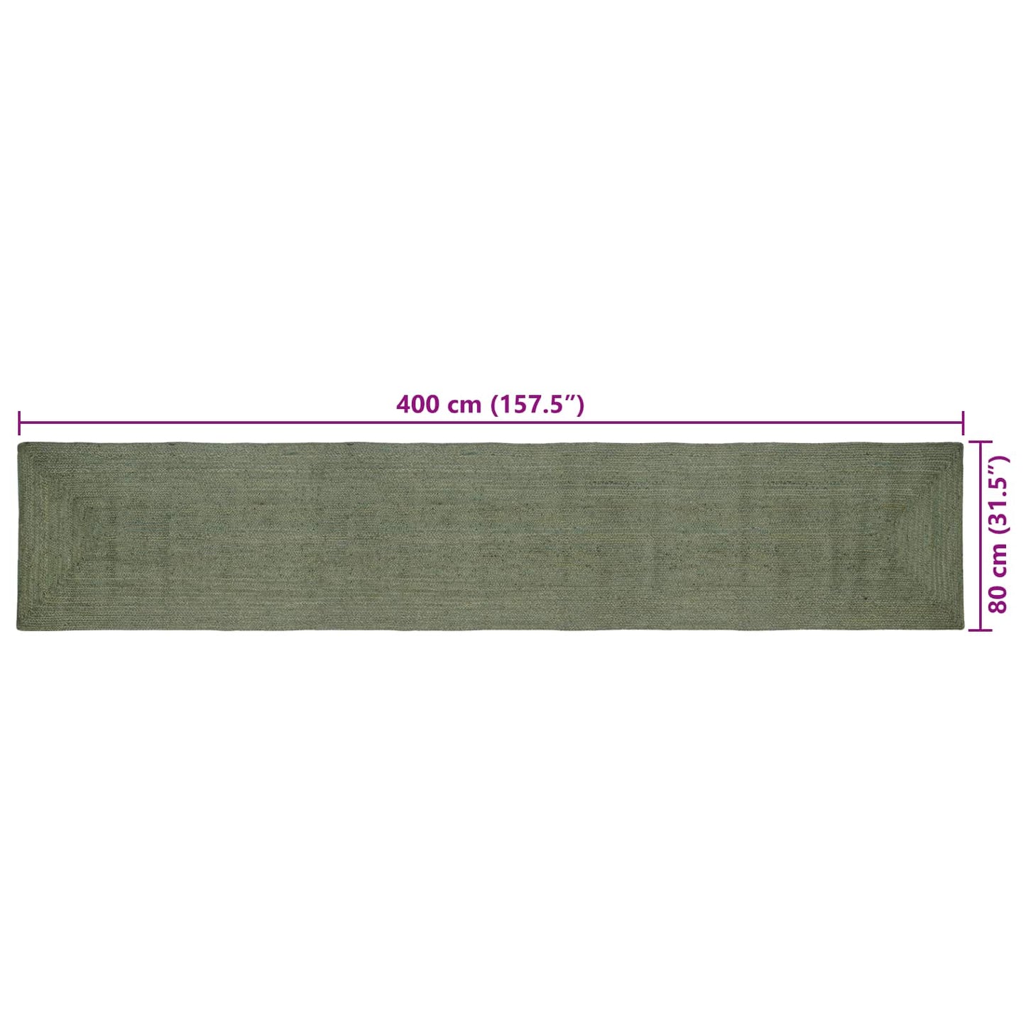 Area Rug Olive Green 80 x 400 cm Jute