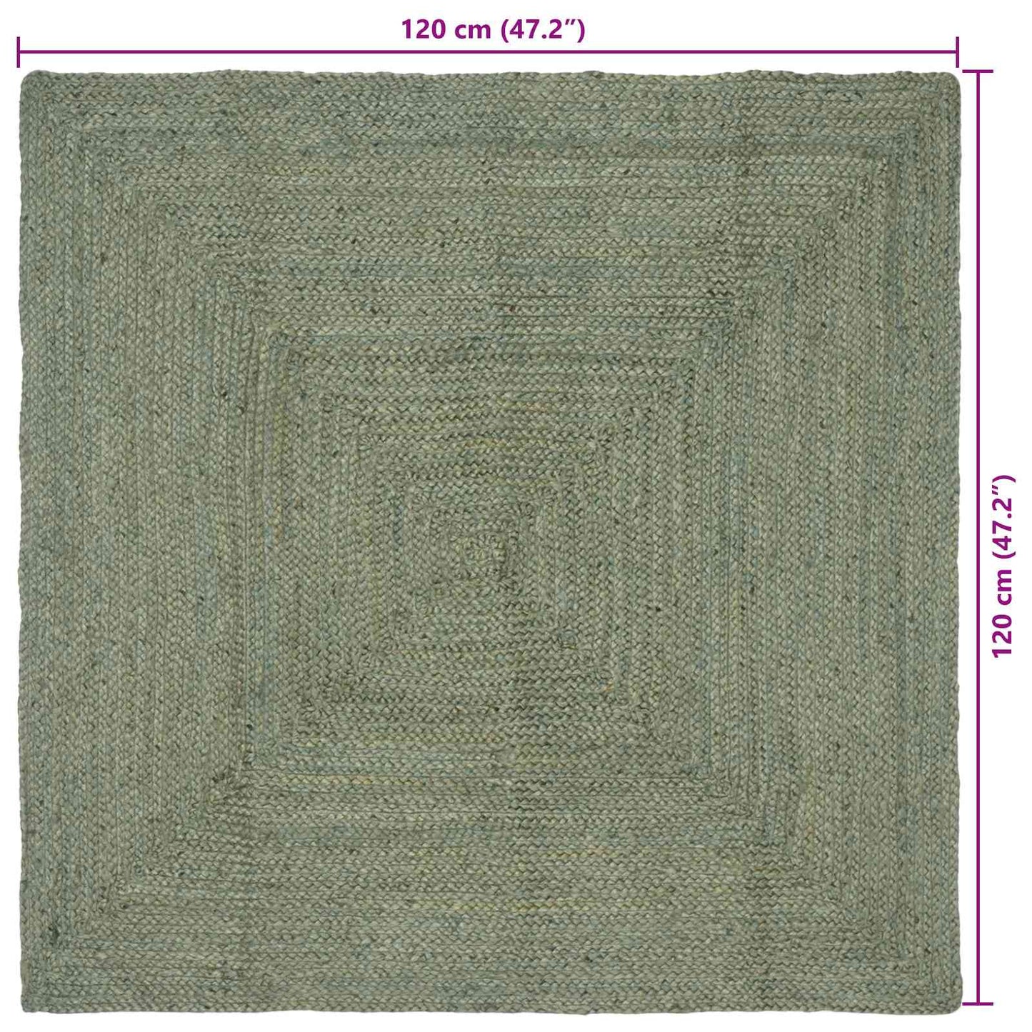 Area Rug Olive Green 120 x 120 cm Jute
