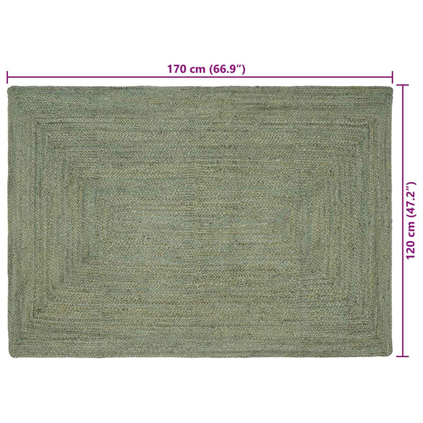 Area Rug Olive Green 120 x 170 cm Jute