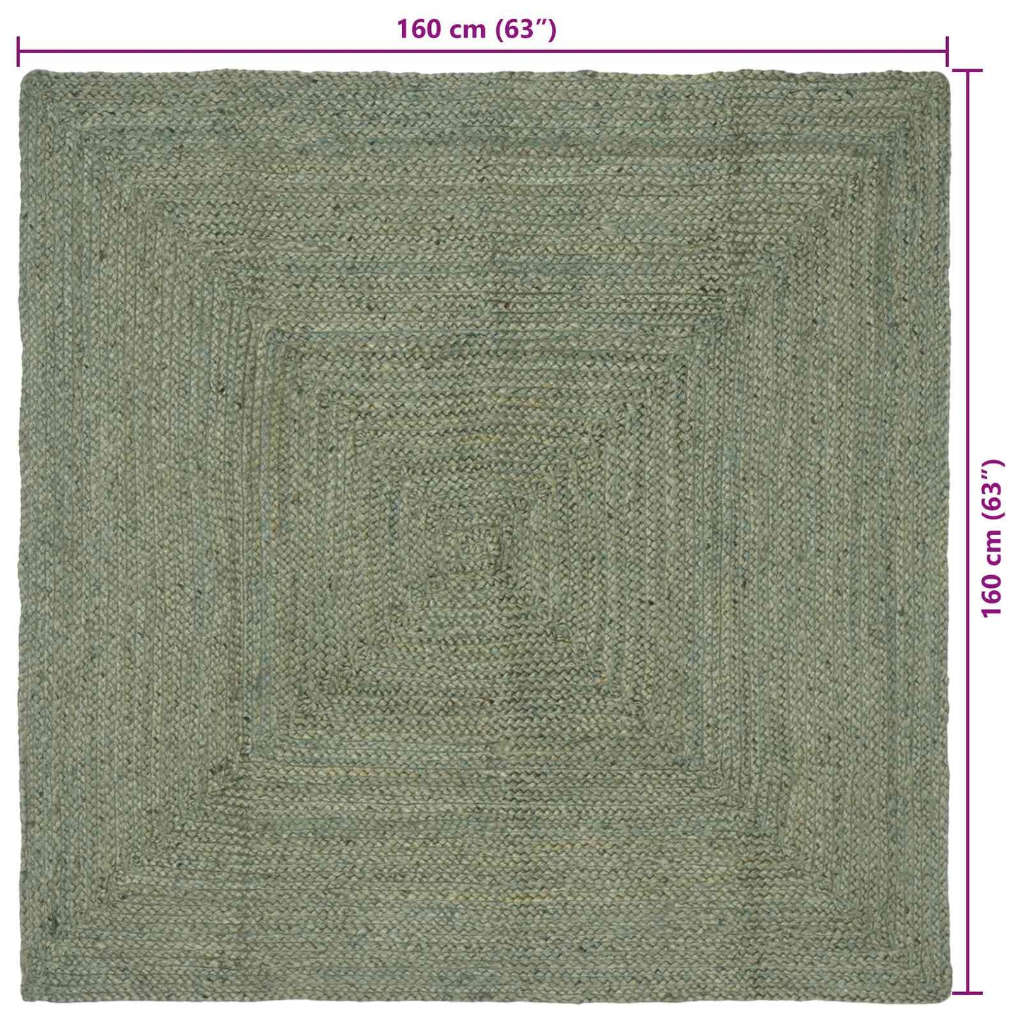 Area Rug Olive Green 160 x 160 cm Jute