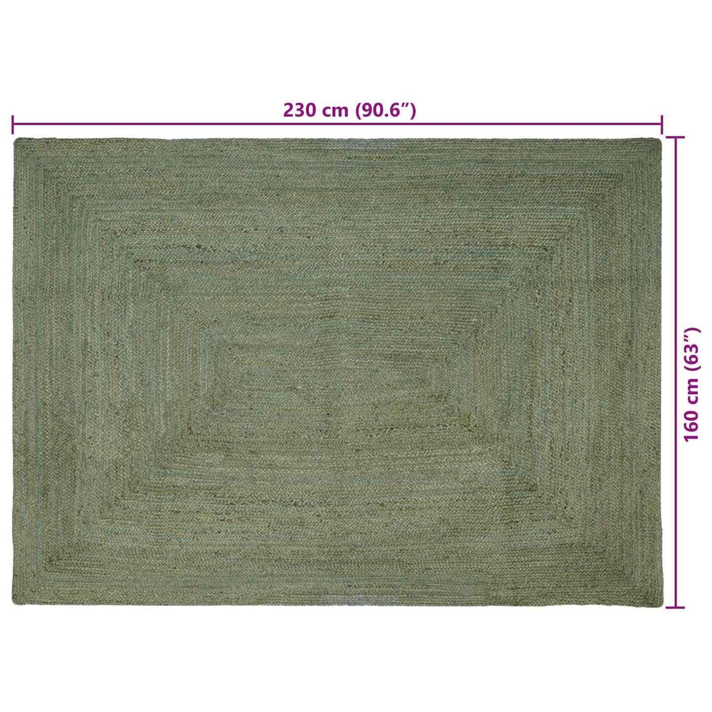 Area Rug Olive Green 160 x 230 cm Jute