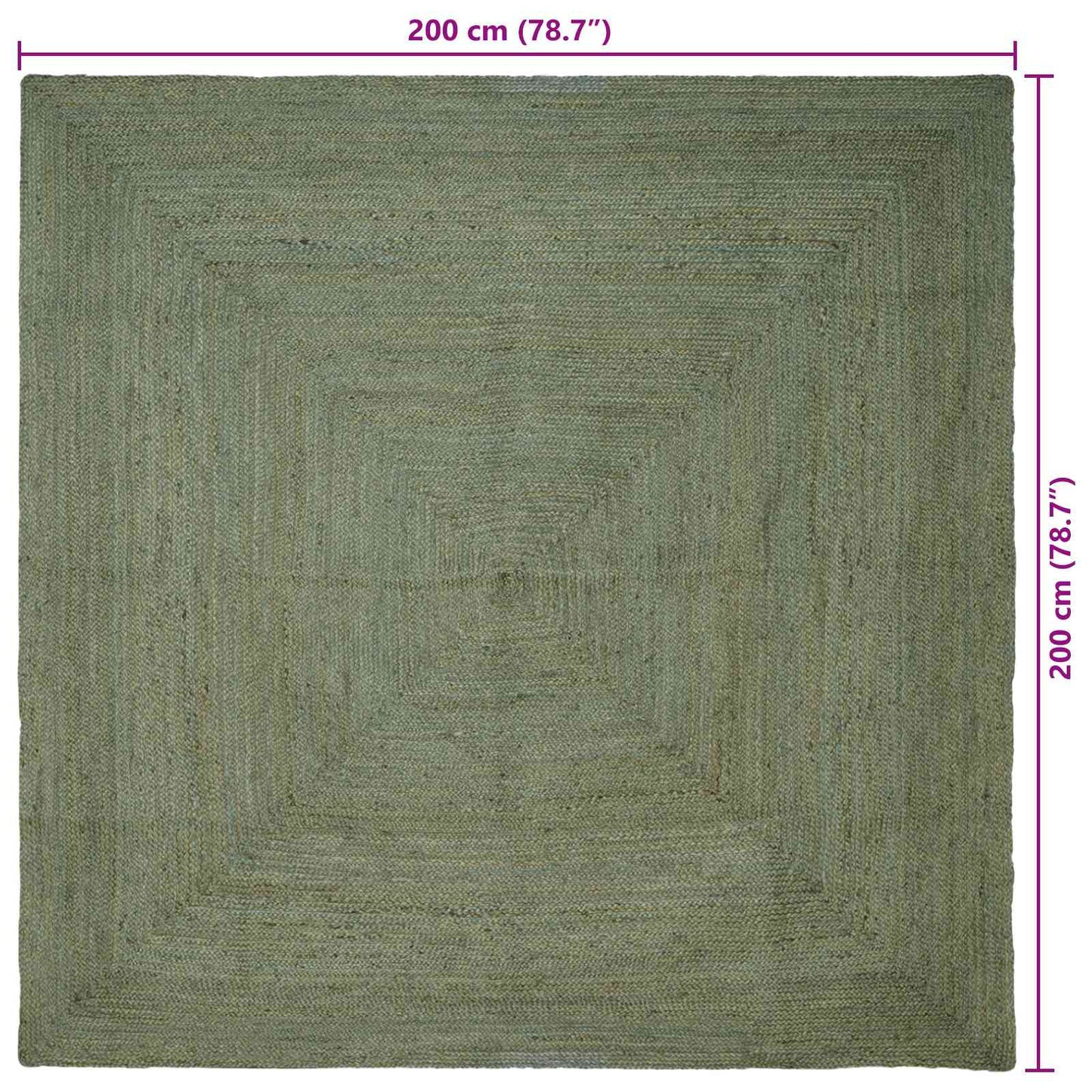 Area Rug Olive Green 200 x 200 cm Jute
