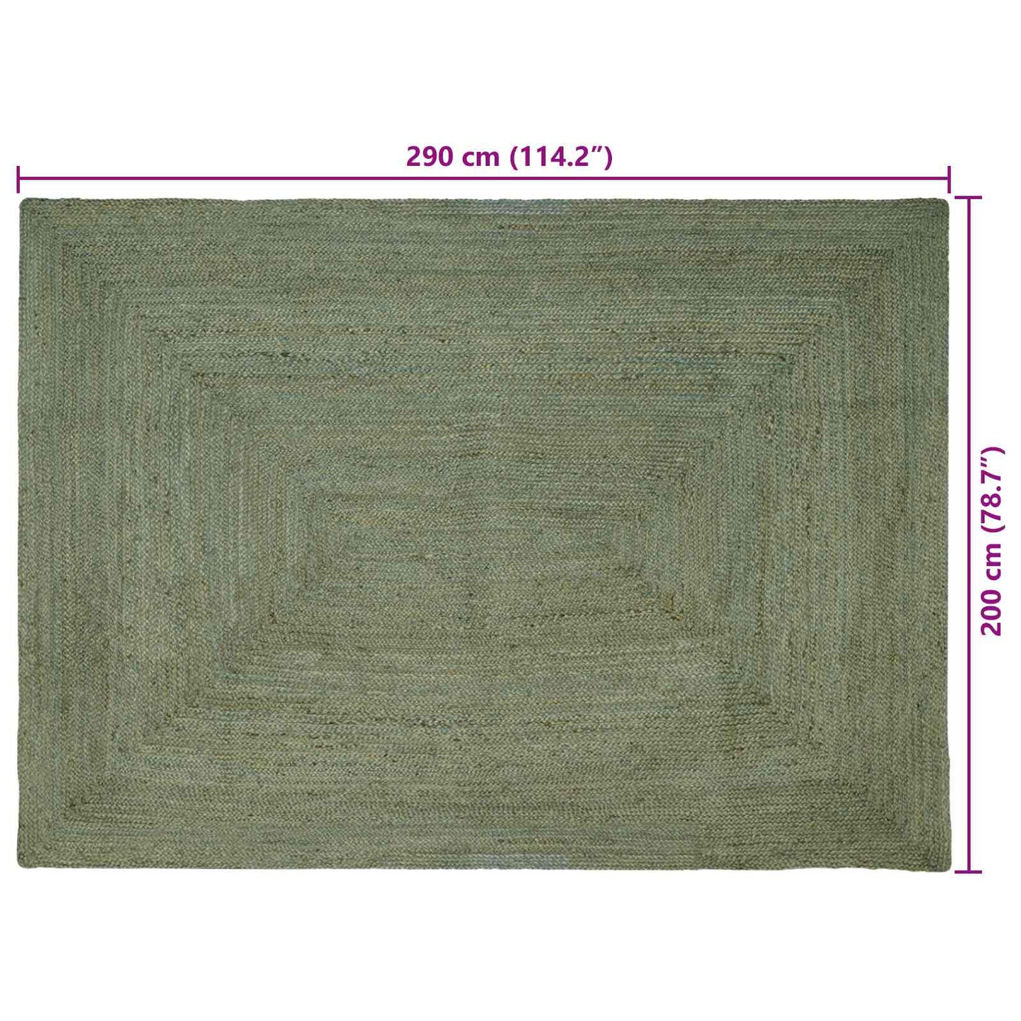 Area Rug Olive Green 200 x 290 cm Jute