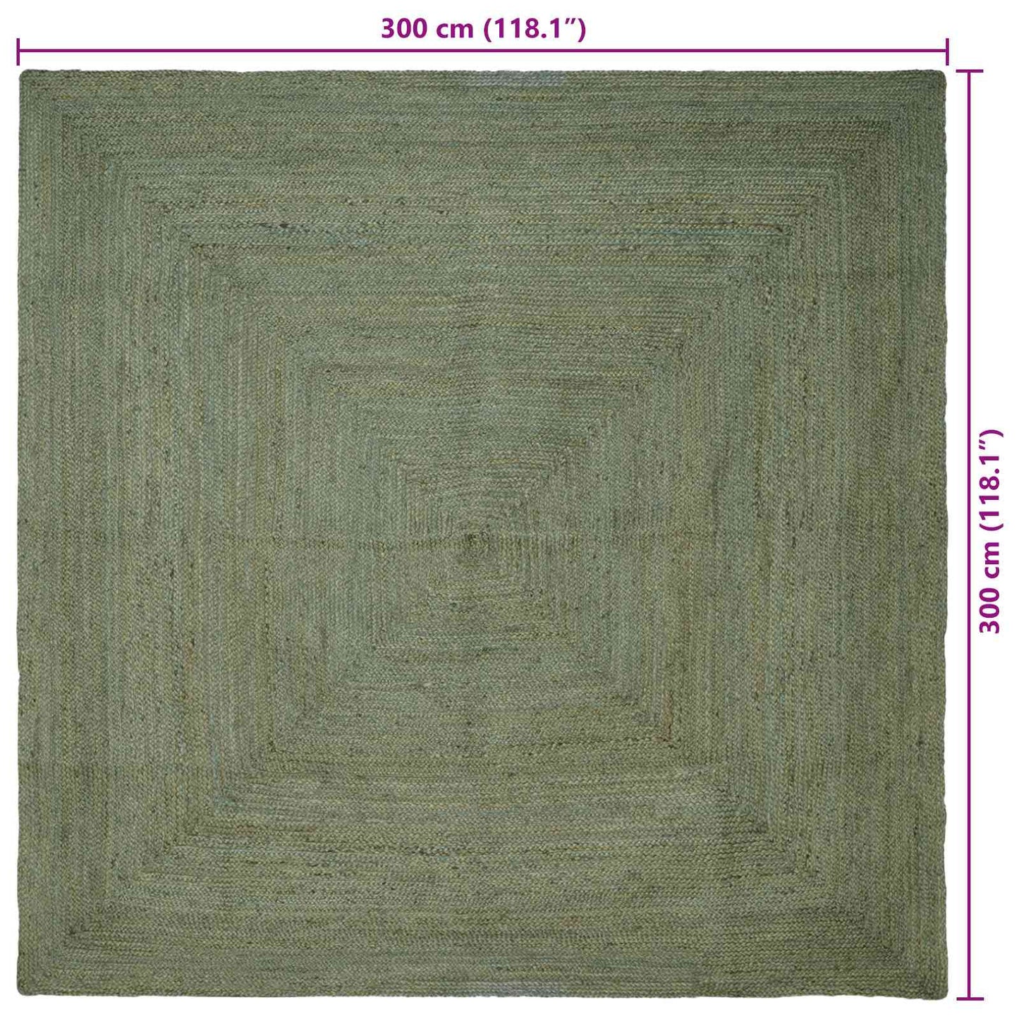 Area Rug Olive Green 300 x 300 cm Jute