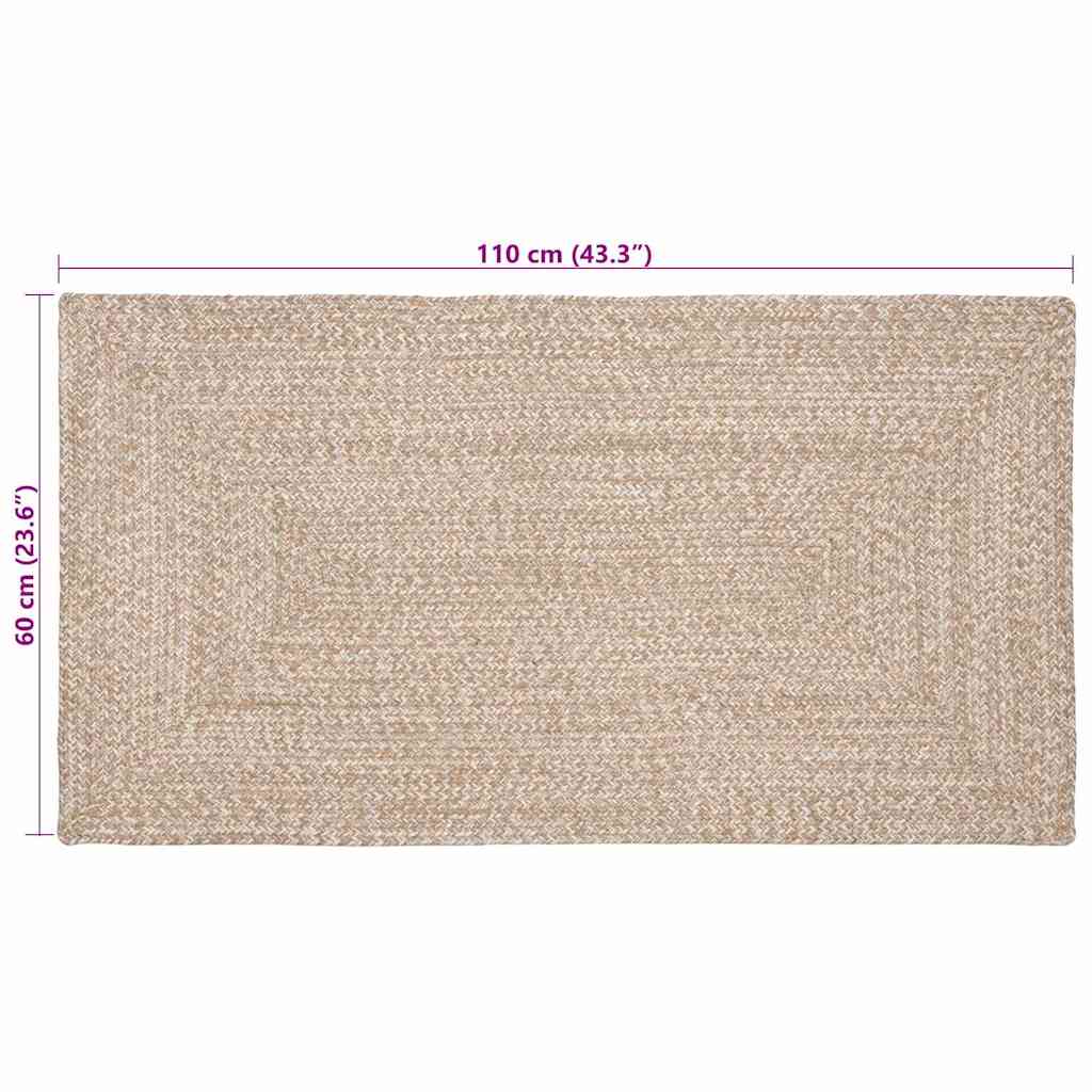Area Rug Natural and White 60 x 110 cm Jute