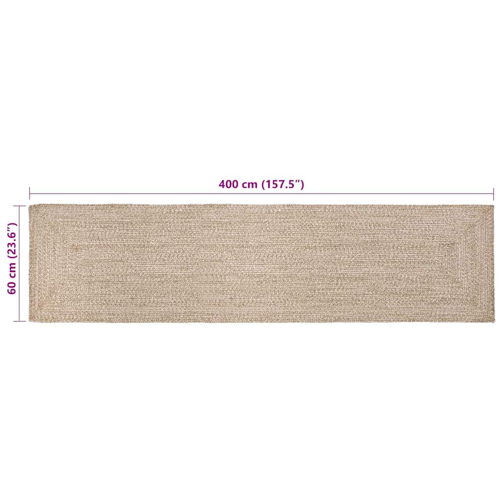 Area Rug Natural and White 60 x 400 cm Jute