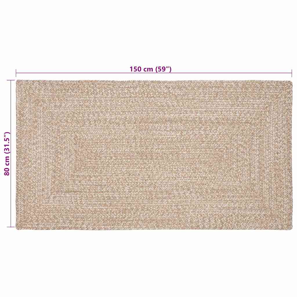 Area Rug Natural and White 80 x 150 cm Jute