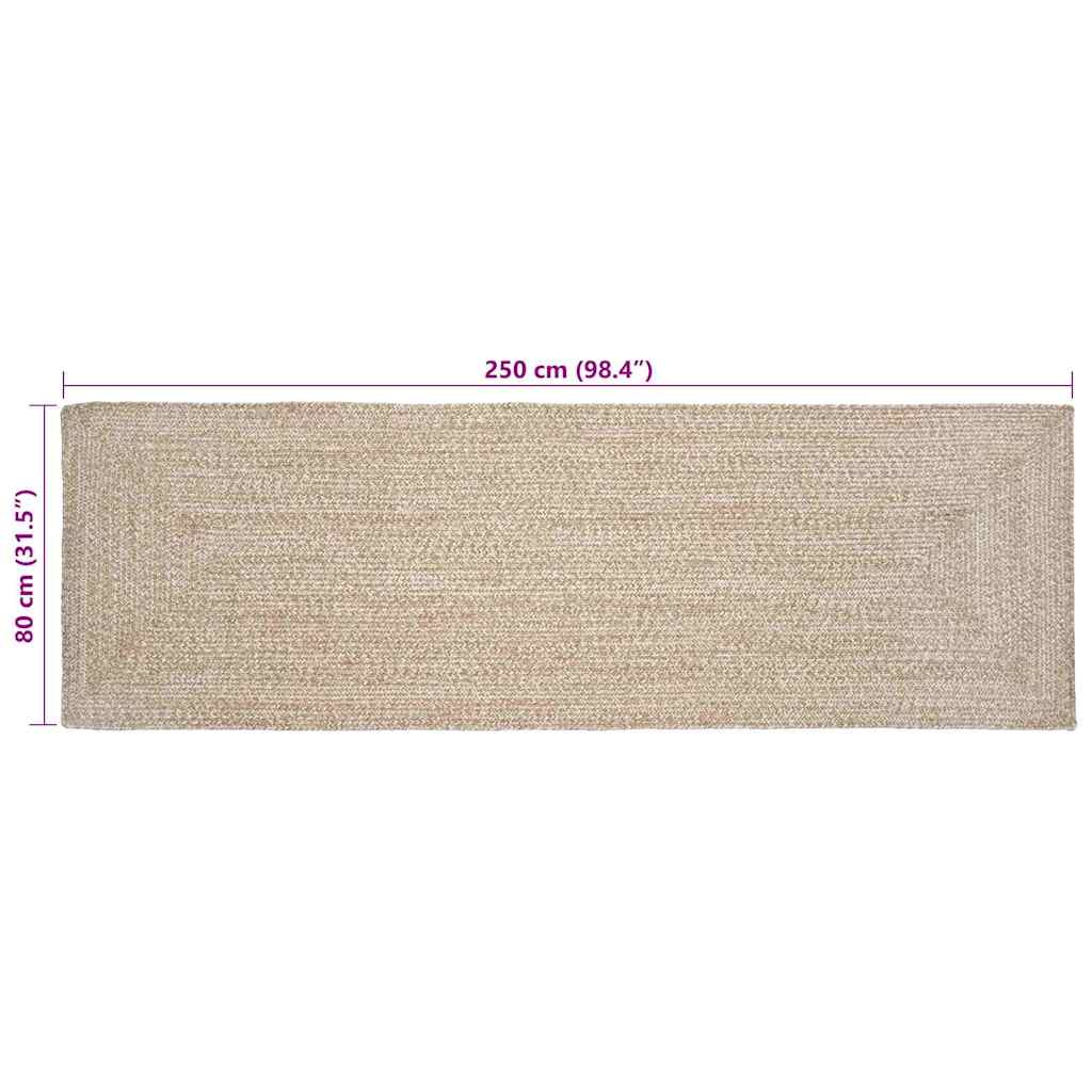 Area Rug Natural and White 80 x 250 cm Jute