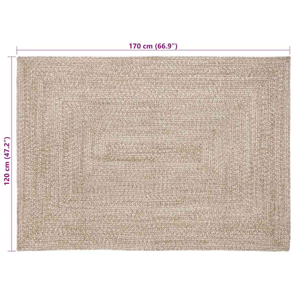 Area Rug Natural and White 120 x 170 cm Jute