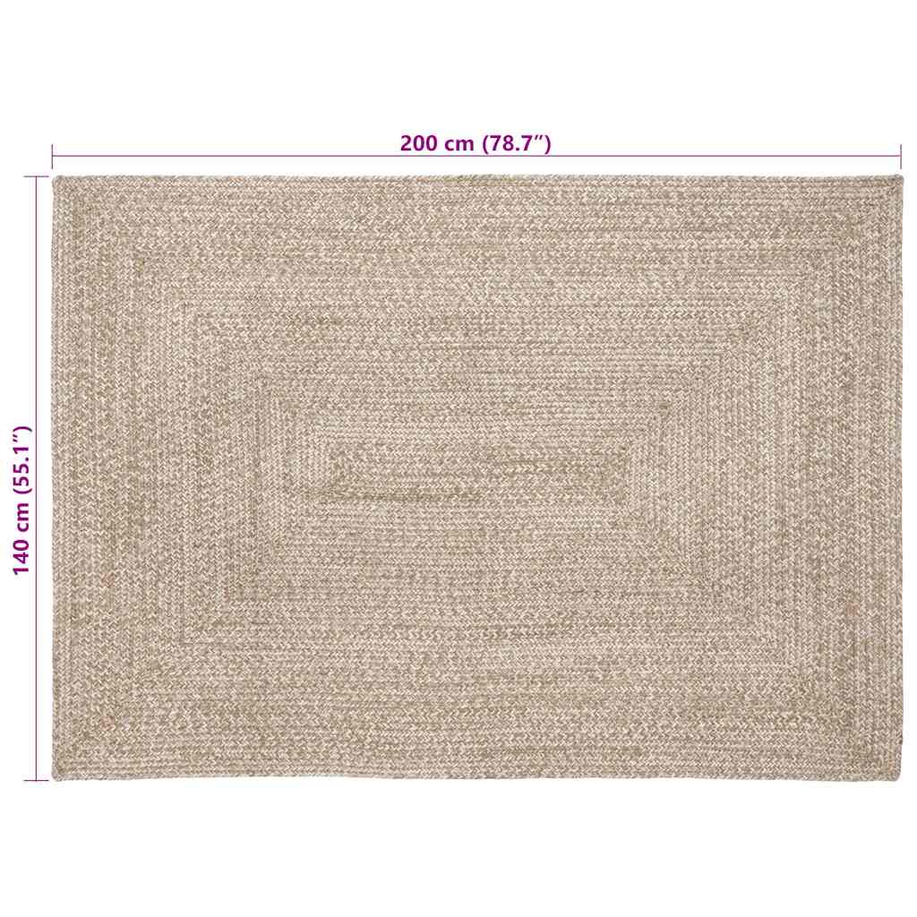 Area Rug Natural and White 140 x 200 cm Jute