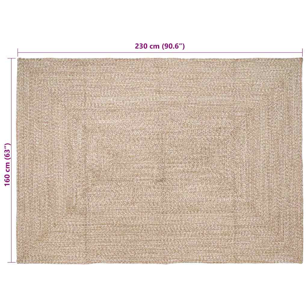 Area Rug Natural and White 160 x 230 cm Jute