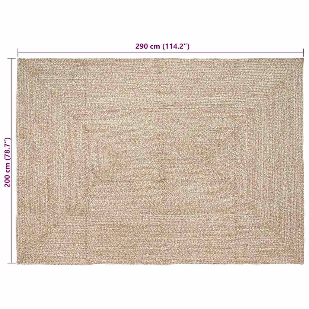 Area Rug Natural and White 200 x 290 cm Jute