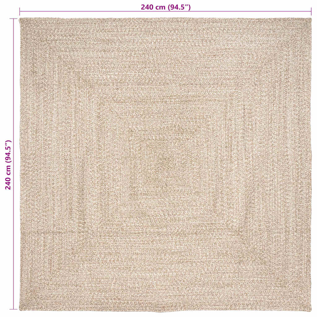 Area Rug Natural and White 240 x 240 cm Jute