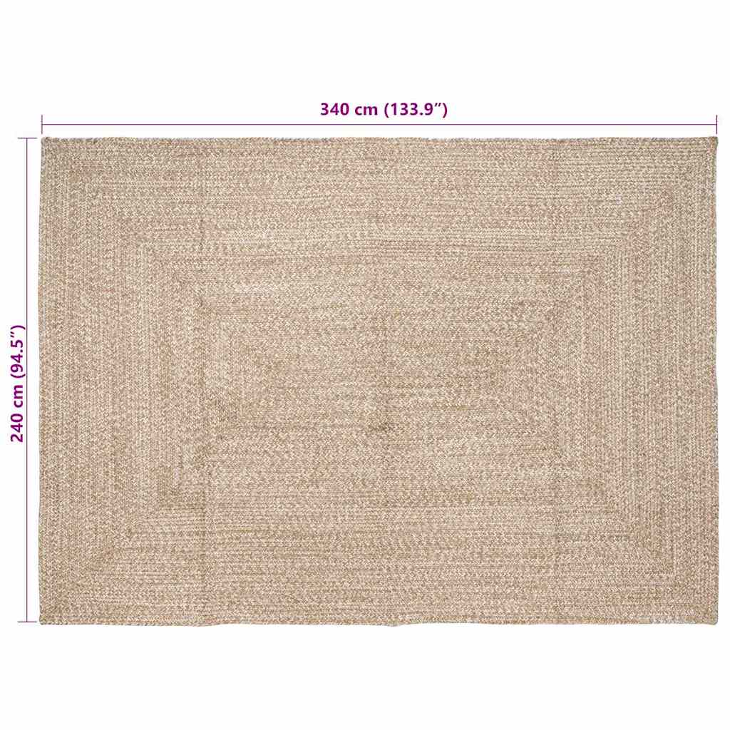 Area Rug Natural and White 240 x 340 cm Jute