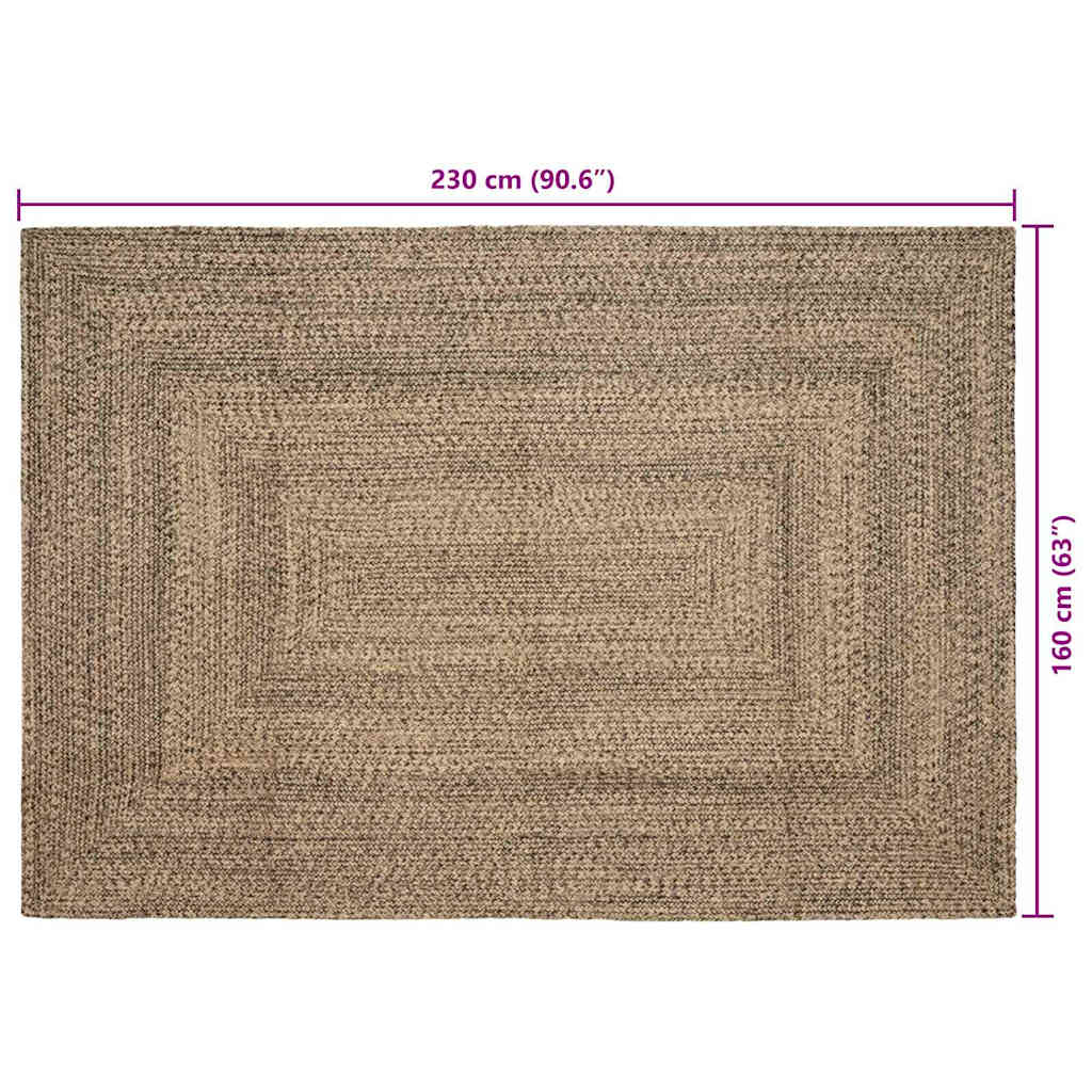 Area Rug Natural and Black 160 x 230 cm Jute