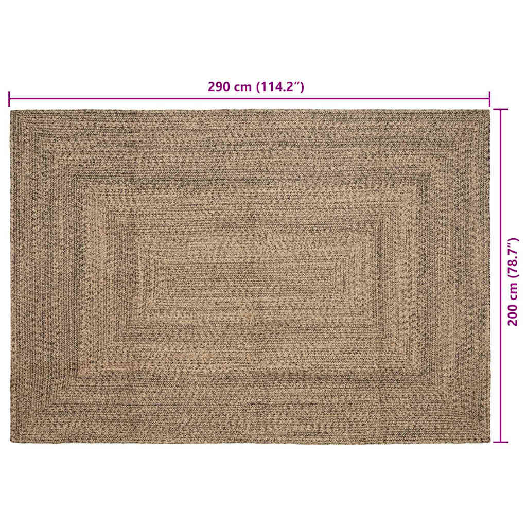 Area Rug Natural and Black 200 x 290 cm Jute