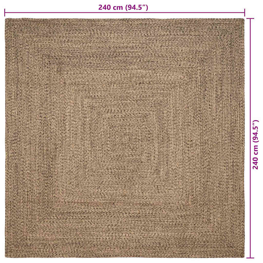 Area Rug Natural and Black 240 x 240 cm Jute