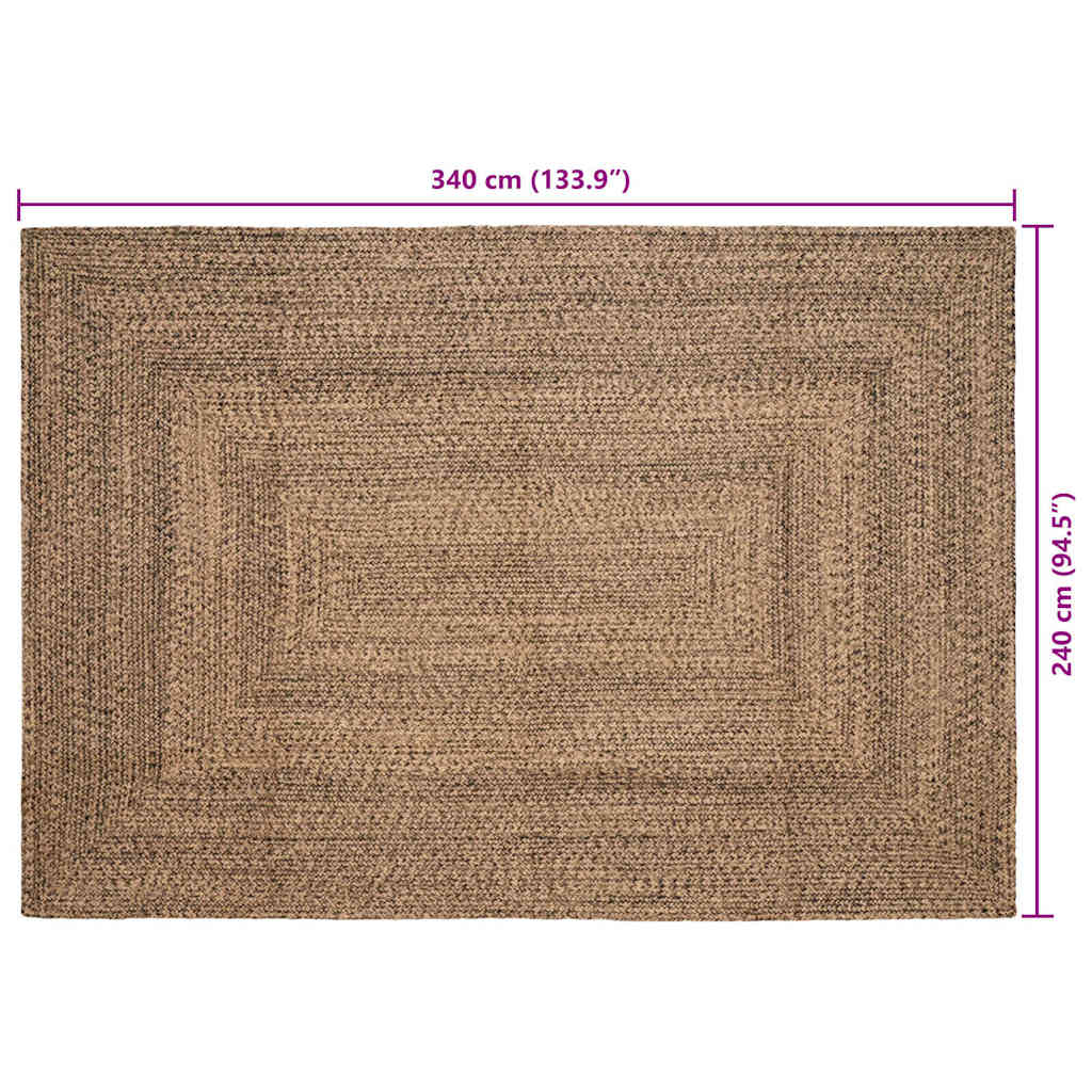 Area Rug Natural and Black 240 x 340 cm Jute
