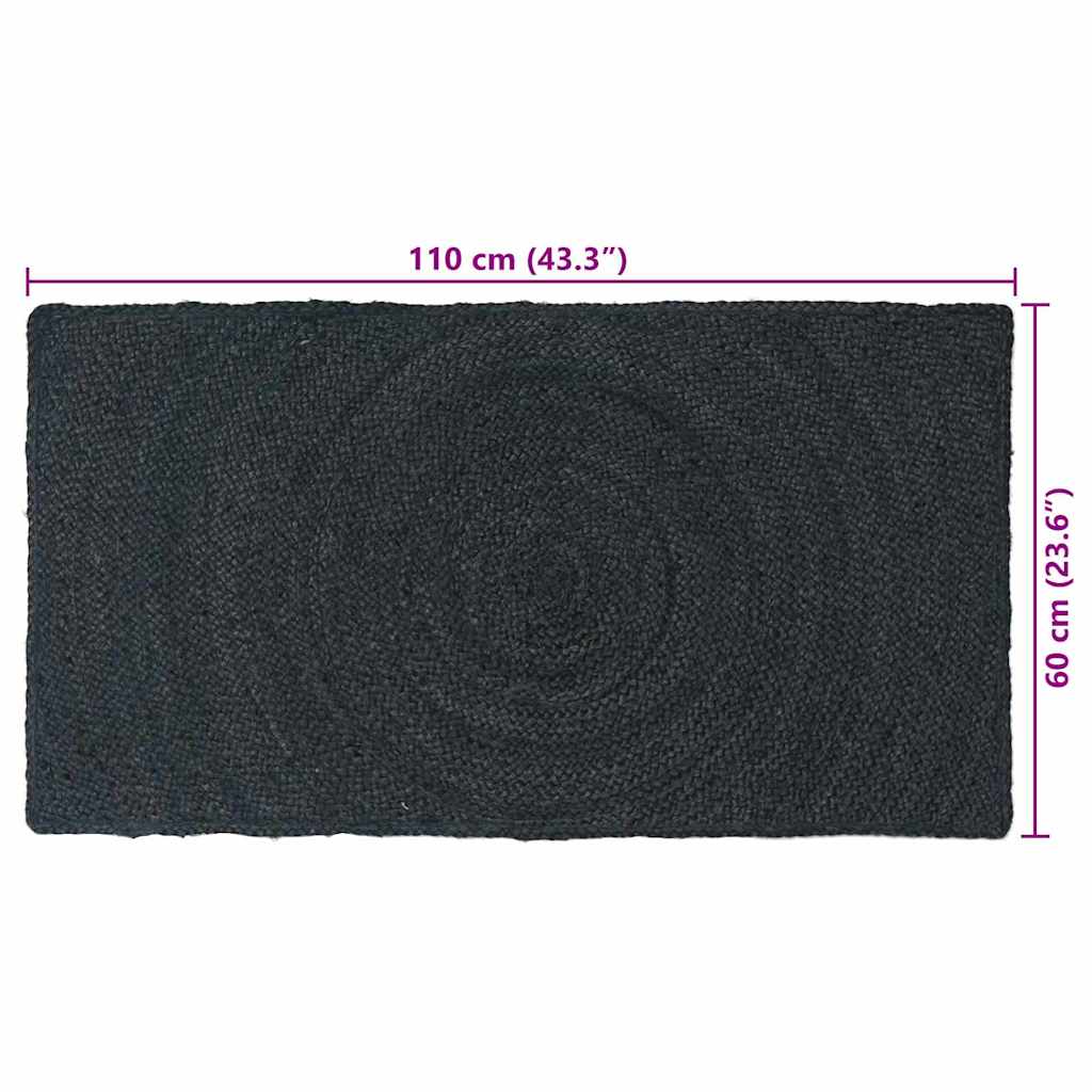 Area Rugs Dark Grey 60 x 110 cm Jute